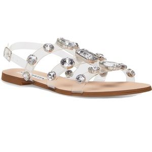 Steve Madden clear sandals with large crystals